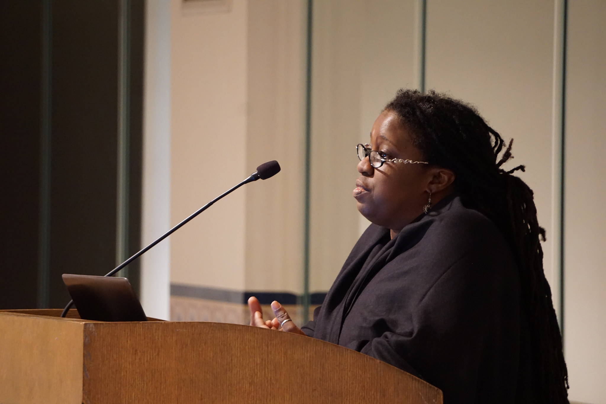 At the Madison keynote address, Jacqui Patterson, Director of the NAACP Environmental and Climate Justice Program, describes how the Flint, MI water crisis illustrates the systemic failure of infrastructure to serve low-income populations. (Photo: Michelle Stearn)